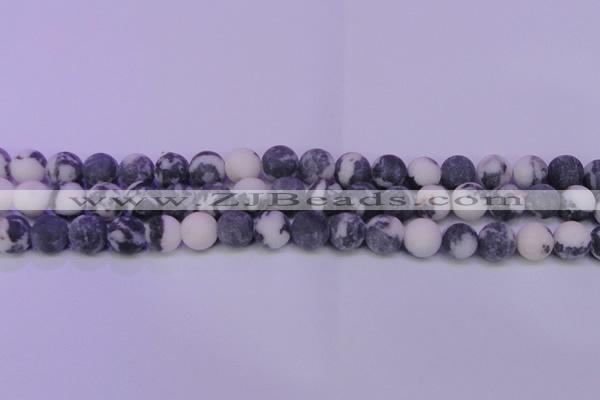 CBW152 15.5 inches 8mm round matte black & white jasper beads