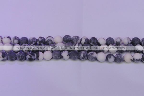 CBW153 15.5 inches 10mm round matte black & white jasper beads