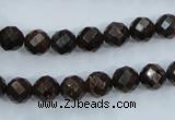 CBZ103 15.5 inches 6mm faceted round bronzite gemstone beads