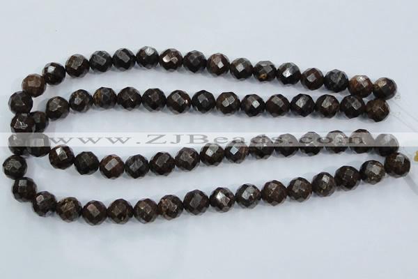 CBZ105 15.5 inches 10mm faceted round bronzite gemstone beads