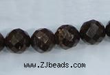 CBZ107 15.5 inches 14mm faceted round bronzite gemstone beads