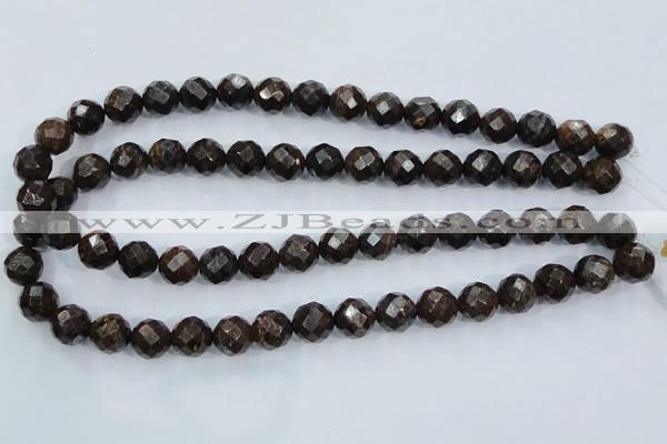 CBZ107 15.5 inches 14mm faceted round bronzite gemstone beads