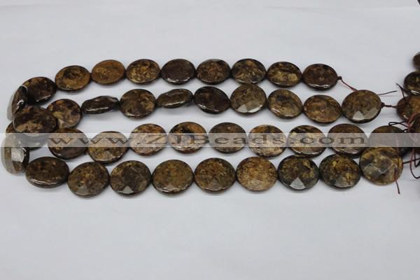 CBZ432 15.5 inches 18mm faceted coin bronzite gemstone beads