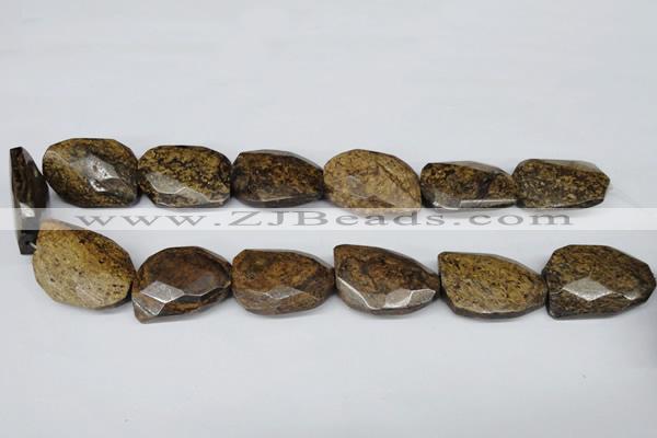 CBZ443 15.5 inches 23*32mm faceted & twisted rectangle bronzite beads