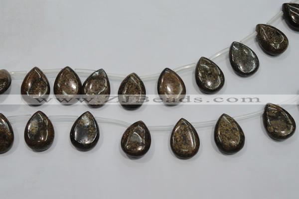 CBZ501 Top-drilled 12*16mm flat teardrop bronzite gemstone beads