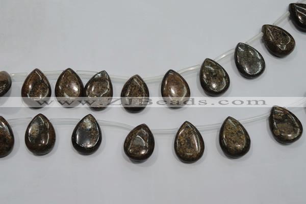 CBZ503 Top-drilled 15*20mm flat teardrop bronzite gemstone beads