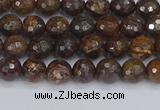 CBZ610 15.5 inches 4mm faceted round bronzite gemstone beads