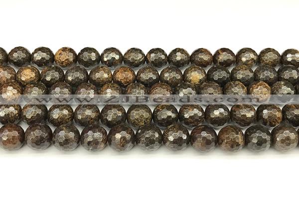 CBZ631 15 inches 8mm faceted round bronzite beads wholesale