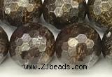 CBZ633 15 inches 12mm faceted round bronzite beads wholesale