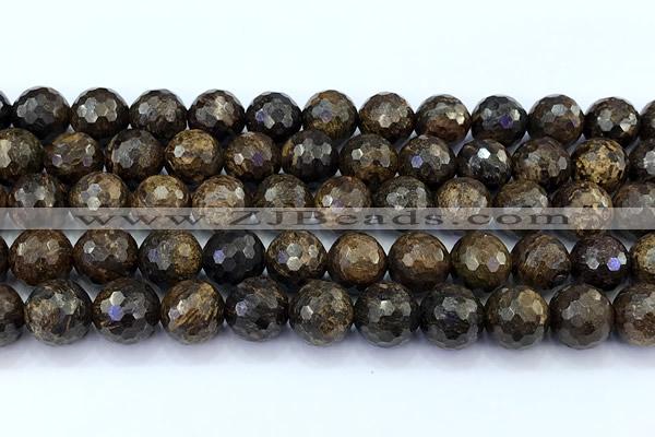 CBZ642 15 inches 10mm faceted round bronzite gemstone beads