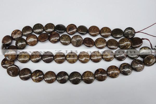 CBZ73 15.5 inches 16mm flat round bronzite gemstone beads