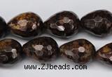 CBZ90 15.5 inches 15*20mm faceted teardrop bronzite gemstone beads