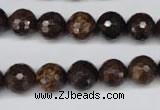 CBZ95 15.5 inches 10mm faceted round bronzite gemstone beads