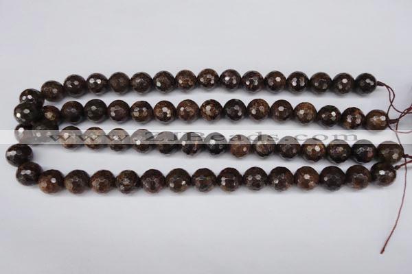 CBZ96 15.5 inches 12mm faceted round bronzite gemstone beads