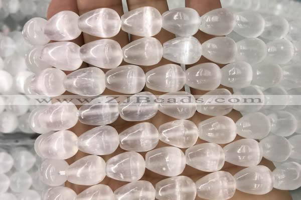 CCA376 15.5 inches 10*14mm teardrop white calcite gemstone beads