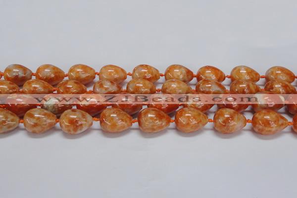 CCA463 15.5 inches 15*20mm teardrop orange calcite gemstone beads