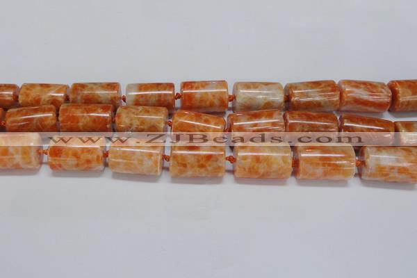 CCA467 15.5 inches 15*22mm tube orange calcite gemstone beads