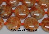 CCA475 15.5 inches 15mm flat round orange calcite gemstone beads