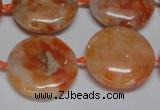 CCA476 15.5 inches 20mm flat round orange calcite gemstone beads