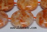 CCA477 15.5 inches 25mm flat round orange calcite gemstone beads