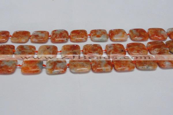 CCA493 15.5 inches 20mm square orange calcite gemstone beads