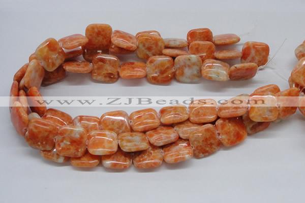 CCA58 15.5 inches 20*20mm square orange calcite gemstone beads