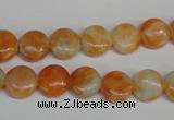 CCA63 15.5 inches 10mm flat round orange calcite gemstone beads