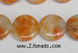 CCA64 15.5 inches 20mm flat round orange calcite gemstone beads