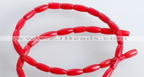 CCB04 15.5 inches 5*10mm tube shape red coral beads Wholesale