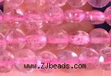 CCB1040 15 inches 4mm faceted coin strawberry quartz beads