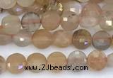 CCB1157 15 inches 4mm faceted coin sunstone beads