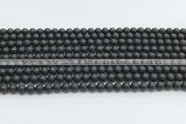 CCB1185 15 inches 4mm round matte shungite gemstone beads