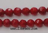 CCB121 15.5 inches 5mm faceted round red coral beads wholesale