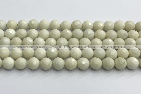 CCB1212 15 inches 10mm faceted round ivory jasper beads