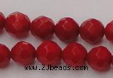 CCB122 15.5 inches 6mm faceted round red coral beads wholesale