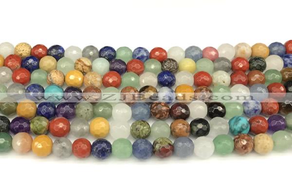 CCB1230 15 inches 6mm faceted round mixed gemstone beads