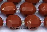 CCB1304 15 inches 9mm - 10mm faceted red jasper beads