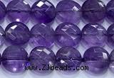 CCB1323 15 inches 6mm faceted coin amethyst gemstone beads