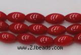 CCB135 15.5 inches 5*8mm rice red coral beads strand wholesale