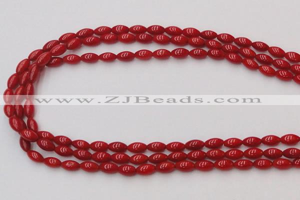 CCB135 15.5 inches 5*8mm rice red coral beads strand wholesale