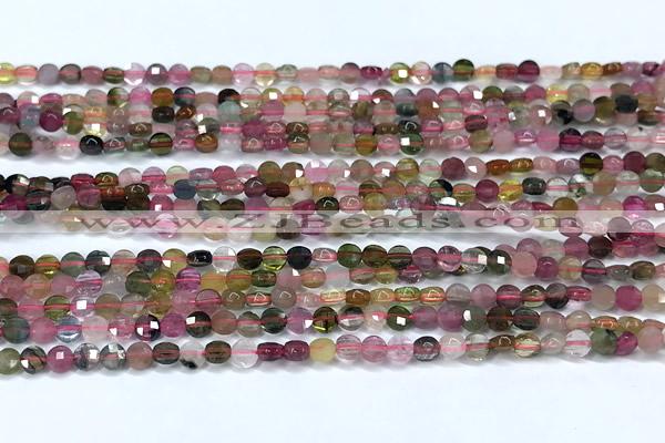 CCB1360 15 inches 2.5mm faceted coin tourmaline beads