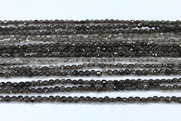 CCB1363 15 inches 2.5mm faceted coin smoky quartz beads