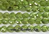 CCB1378 15 inches 4mm faceted coin peridot beads