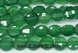 CCB1380 15 inches 4mm faceted coin green agate beads