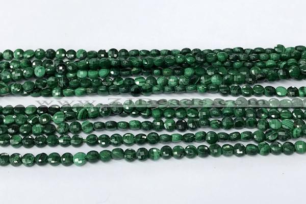 CCB1391 15 inches 4mm faceted coin malachite beads