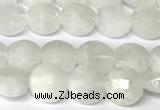 CCB1400 15 inches 6mm faceted coin white moonstone beads