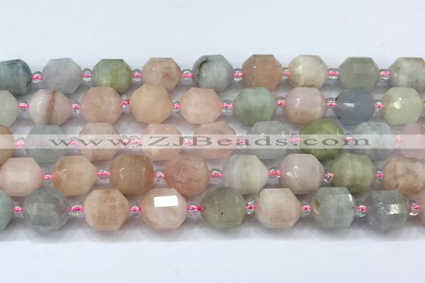 CCB1456 15 inches 9mm - 10mm faceted morganite beads