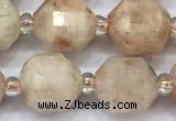 CCB1463 15 inches 9mm - 10mm faceted sunstone beads