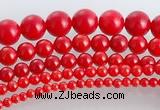 CCB15 5pcs 15.5 inches round shape red coral beads Wholesale