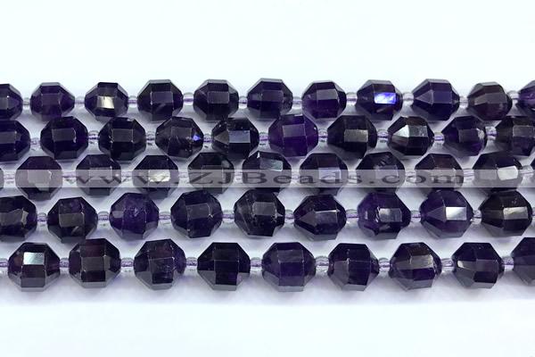 CCB1527 15 inches 9mm - 10mm faceted amethyst gemstone beads